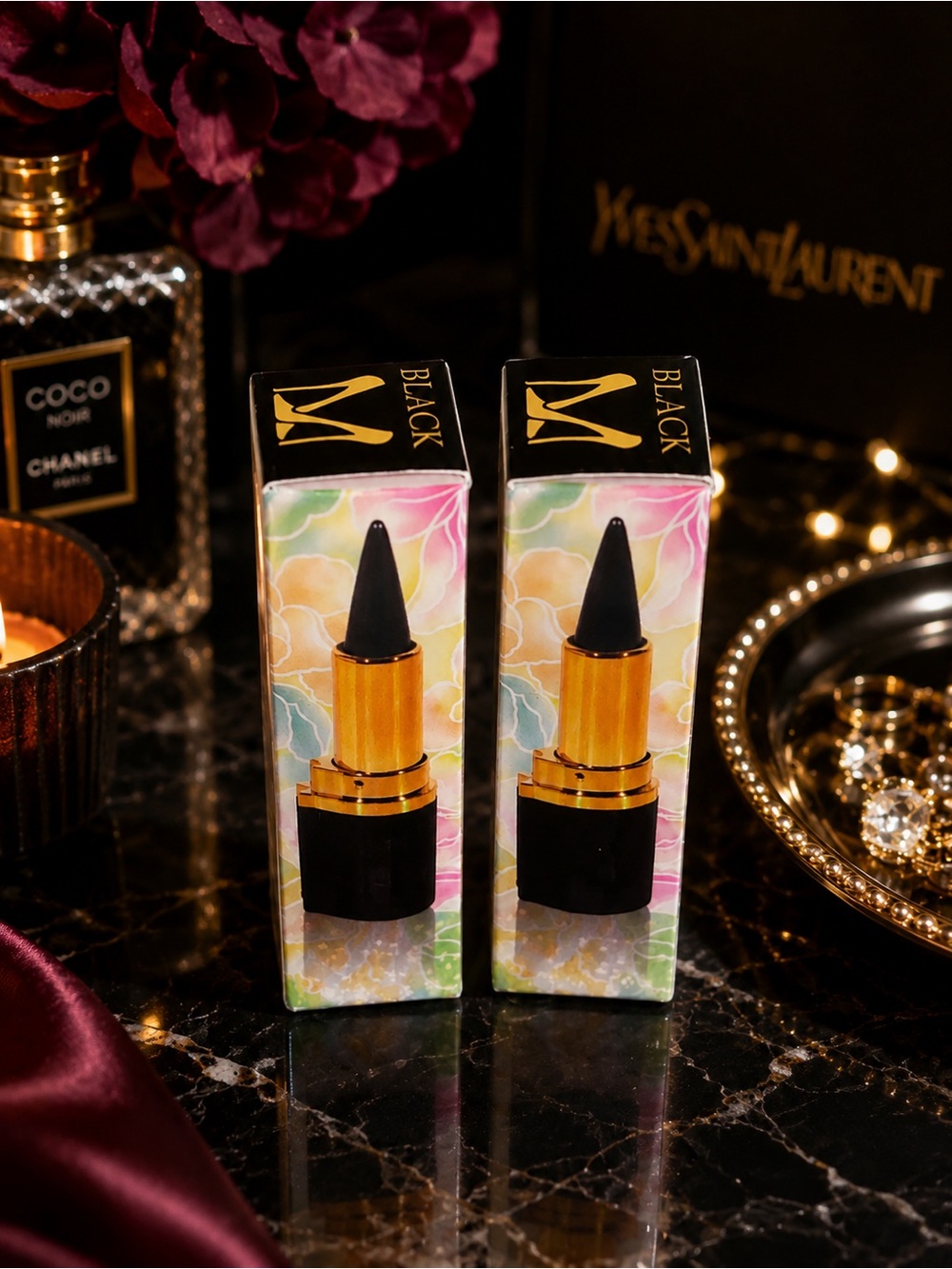 2 NEW NIB Miss Rose Kajal Eye Shimmer Gel Eyeliner Sticks - Matte Black